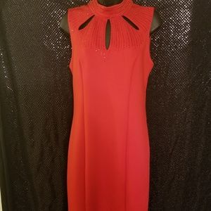 Spense red rhinestones pencil  dress